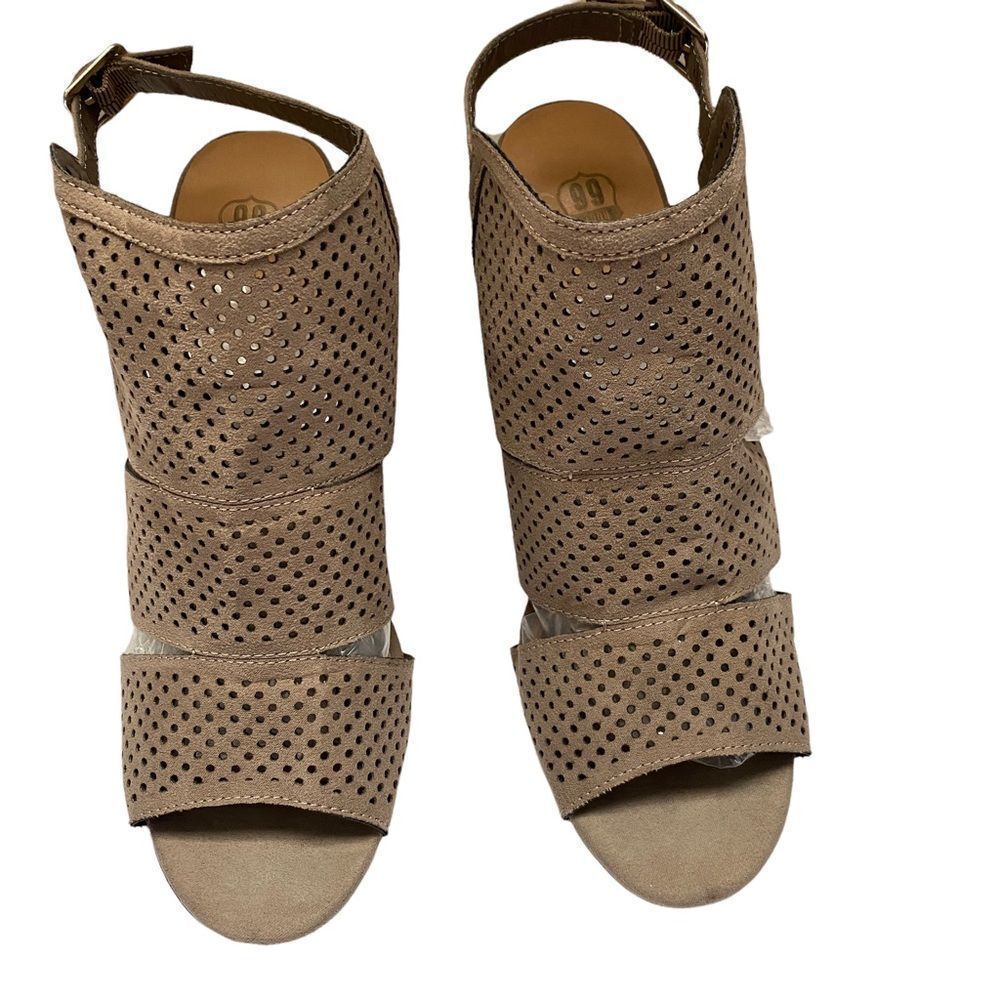 Route 66 Open Toe Tan Man Man Made Suede Sandals‎ Sz 8